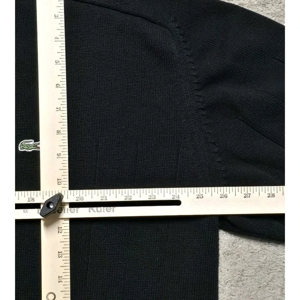 Lacoste Men's 100% Cotton 1/4 Zip Mock Neck Pullover Sweater Black Size FR 9